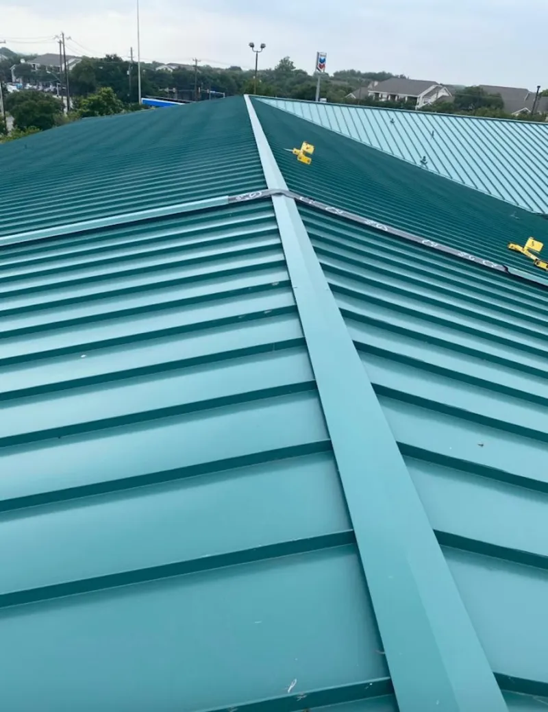 Green commercial metal roof ridge and valley for Metal Roof Repair in Fairburn